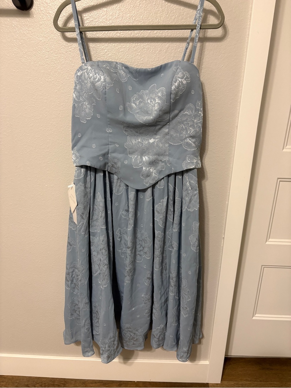 NEW Azazie Isaura Powder Blue Midi Dress